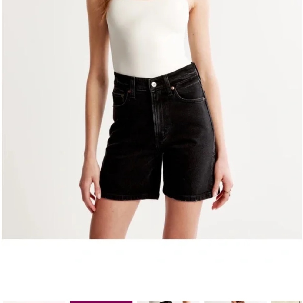 Abercrombie and Fitch 7” High Rise Dad Shorts Curve Love Black